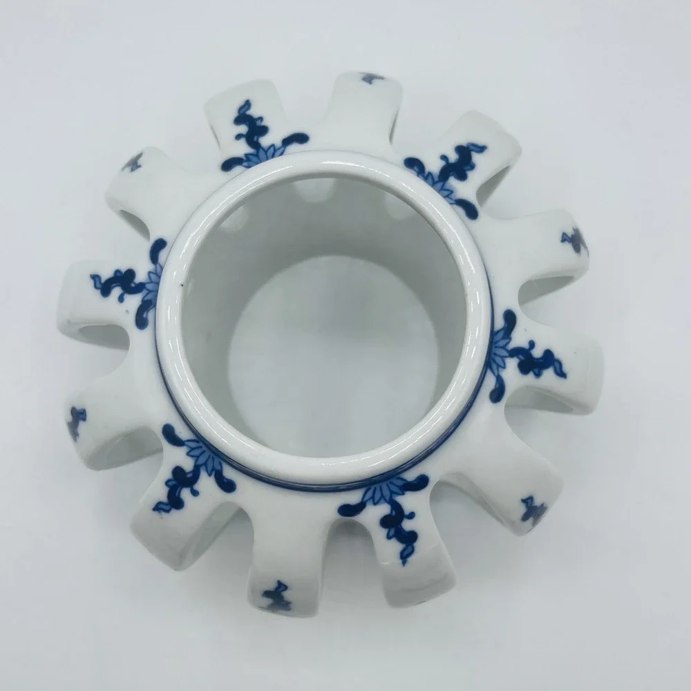 Vintage Bombay Hand painted Porcelain Votive Candle Holder Reticulated Pierced